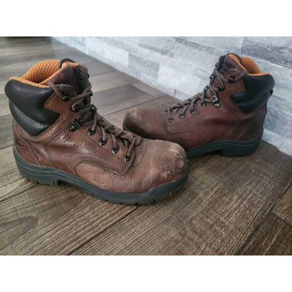Timberland Shoes - Timberland Pro Titan Brown Leather Safety Toe Work Boots Womens 8 M 26388